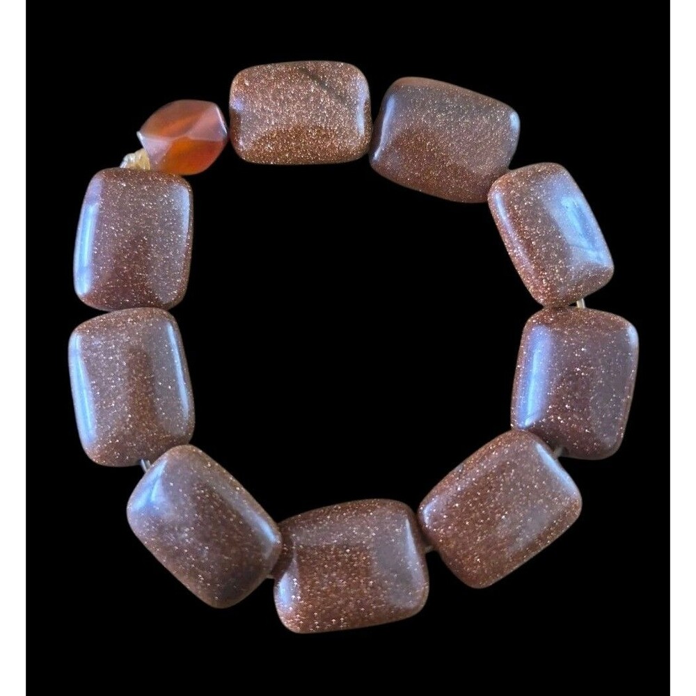 Sandstone Beaded Bracelet Stretch with Single Carnelian